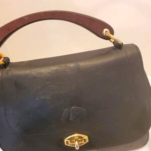 Beautiful Black Leather Bag By Cavallino. EQUESTERIAN DESI GN